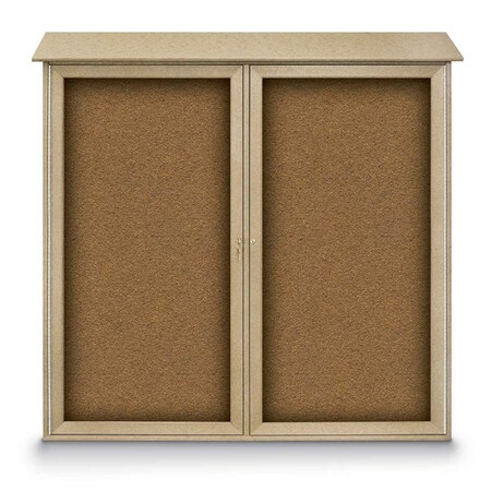 United Visual Products Indoor Enclosed Combo Board, 48"x36", Satin Frame/White Porc & Pumice UVCB4836-WHTPORC-PUMICE